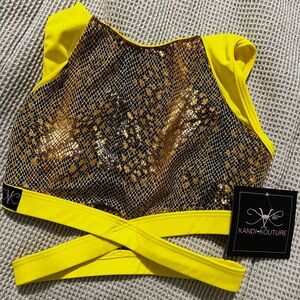 Kandi Kouture Yellow and Gold Snake Skin Kids Matching Dance Set